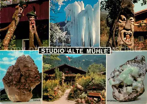 AK / Ansichtskarte Mayrhofen_Zillertal Studio Alte Muehle Mineralien Edelstein Gemaelde Schnitzereien Eisberge Handwerk Mayrhofen_Zillertal