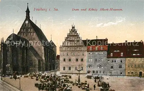 AK / Ansichtskarte Freiberg_Sachsen Dom und Koenig Albert Museum Freiberg Sachsen