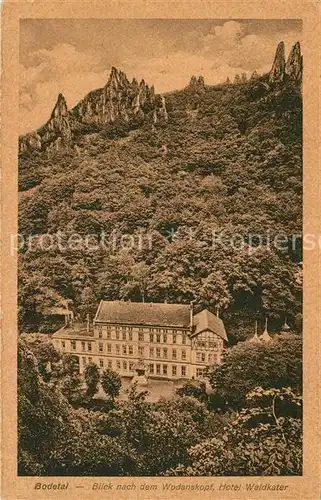 AK / Ansichtskarte Bodetal_Harz Blick zum Wodanskopf mit Hotel Waldkater Bodetal Harz