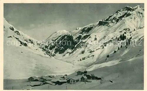 AK / Ansichtskarte Stuben_Vorarlberg mit Flexenstrasse im Winter Stuben Vorarlberg