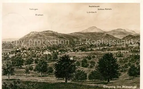 AK / Ansichtskarte Wiesental_Baden mit Tuellingen Riehen Hochblauen Schloss Roetteln Loerrach Wiesental_Baden