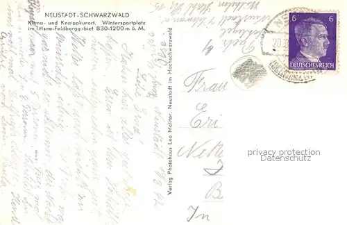 AK / Ansichtskarte Neustadt_Schwarzwald Panorama Neustadt_Schwarzwald