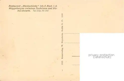 AK / Ansichtskarte Treptow_Berlin Bismarckwarte und Aussichtsturm in den Mueggelbergen Treptow Berlin