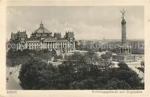 AK / Ansichtskarte Berlin Reichstagsgebaeude und Siegessaeule Berlin