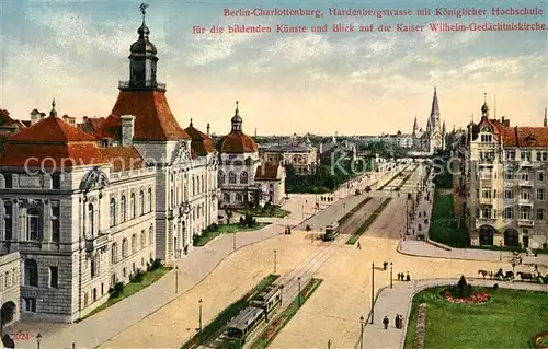 AK / Ansichtskarte Charlottenburg Hardenbergstrasse mit Kgl Hochschule fuer Bildende Kuenste und Kaiser Wilhelm Gedaechtniskirche Charlottenburg
