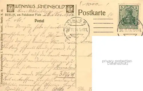 AK / Ansichtskarte Berlin Weinhaus Rheingold Berlin