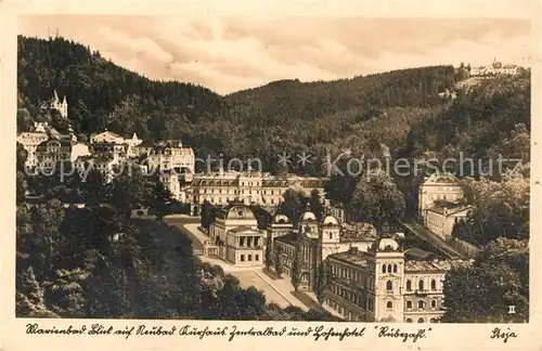 AK / Ansichtskarte Marienbad_Tschechien_Boehmen Neubad Kurhaus Zentralbad und Hoehenhotel Ruebezahl Marienbad_Tschechien