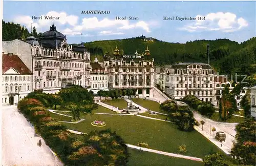AK / Ansichtskarte Marienbad_Tschechien_Boehmen Hotel Weimar Hotel Stern Hotel Bayrischer Hof Marienbad_Tschechien