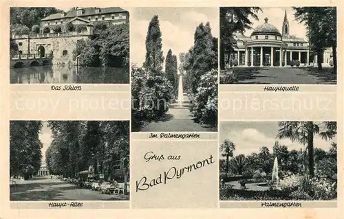 AK / Ansichtskarte Bad_Pyrmont Schloss Im Palmengarten Hauptquelle Haupt Allee  Bad_Pyrmont