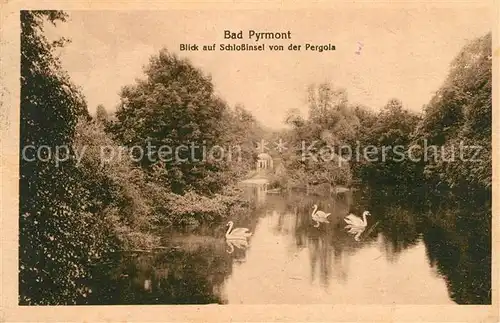 AK / Ansichtskarte Bad_Pyrmont Blick auf Schlossinsel von der Pergola Bad_Pyrmont