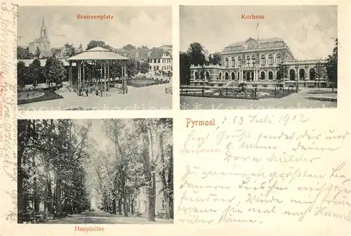 AK / Ansichtskarte Bad_Pyrmont Brunnenplatz Kurhaus Hauptallee Bad_Pyrmont