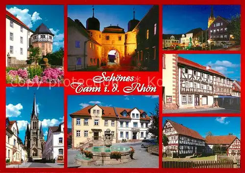 AK / Ansichtskarte Tann_Rhoen Stadttor Fachwerk Brunnen Tann_Rhoen