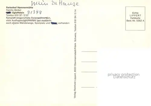 AK / Ansichtskarte Egloffstein Ferienhof Hammermuehle Fachwerk Egloffstein