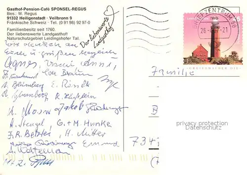 AK / Ansichtskarte Heiligenstadt_Oberfranken Gasthaus Pension Cafe Sponsel Regus Heiligenstadt_Oberfranken