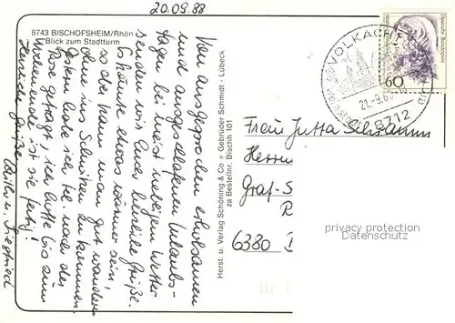 AK / Ansichtskarte Bischofsheim_Rhoen Stadtturm Bischofsheim Rhoen