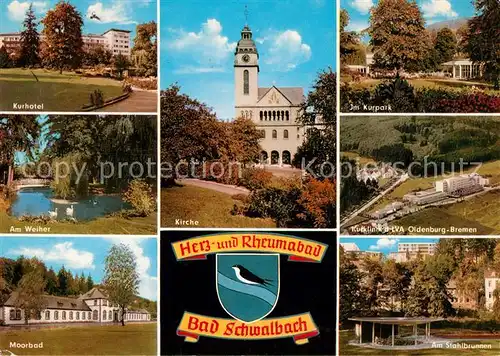 AK / Ansichtskarte Bad_Schwalbach Kurhotel Weiher Moorbad Kurpark Stahlbrunnen Kurklinik Bad_Schwalbach