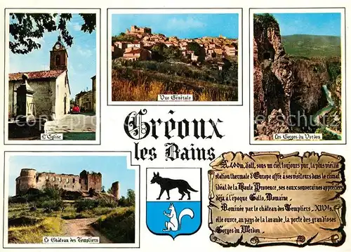 AK / Ansichtskarte Greoux les Bains Chateau des Templiers Les Gorges du Verdon Panorama Greoux les Bains