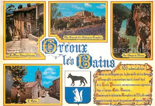 AK / Ansichtskarte Greoux les Bains Chateau des Templiers Gorges du Verdon Kirche Chronik Greoux les Bains