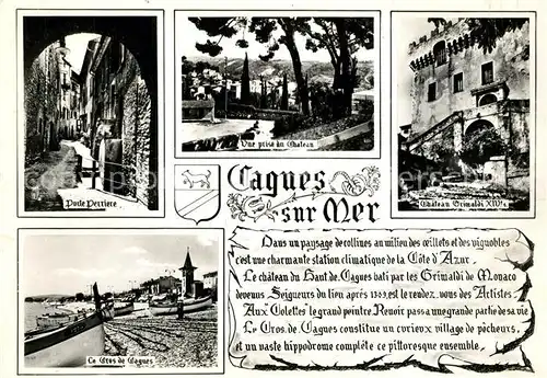 AK / Ansichtskarte Cagnes sur Mer Porte Perriere Chateau Grimaldi XIV Le Gros Chronik Cagnes sur Mer