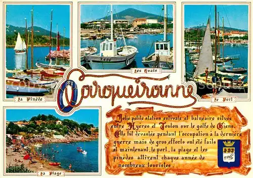AK / Ansichtskarte Carqueiranne La Pinede Quais Port Plage Chronik Carqueiranne