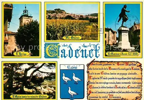 AK / Ansichtskarte Cadenet Stadtansichten Denkmal Chronik Cadenet