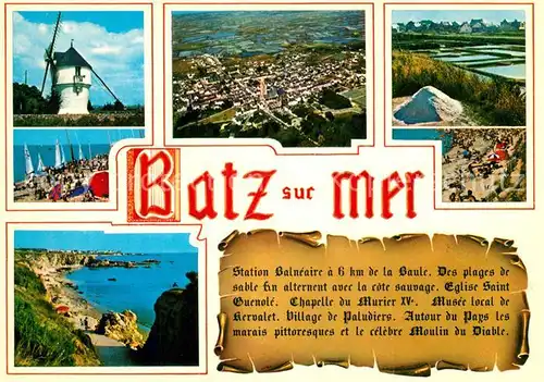 AK / Ansichtskarte Batz sur Mer Windmuehle Fliegeraufnahme Strand Chronik Batz sur Mer