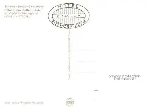 AK / Ansichtskarte Rothorn_Kulm Hotel Brienz Rothorn Kulm