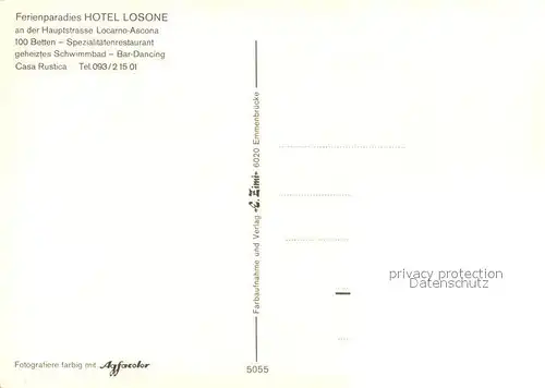 AK / Ansichtskarte Locarno_TI Ferienparadies Hotel Losone Swimming Pool Palmen Locarno_TI