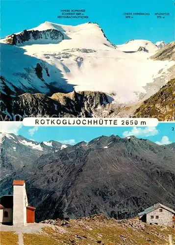 AK / Ansichtskarte Soelden_oetztal Rotkogljochhuette Blick auf Wildspitze Bergkirchlein oetztaler Alpen Soelden oetztal