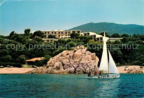 AK / Ansichtskarte Olmeto Hotel Marinca Strand Segelboot Ansicht vom Meer aus Olmeto