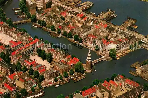 AK / Ansichtskarte Amsterdam_Niederlande Montelbaanturm und Umgebung Fliegeraufnahme Amsterdam_Niederlande