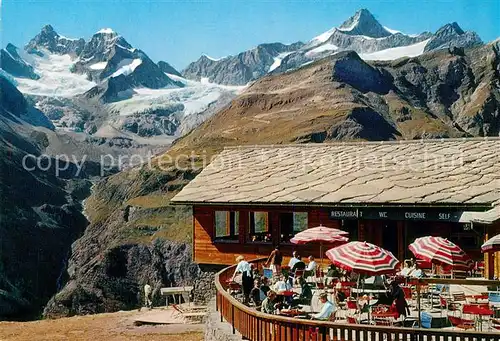 AK / Ansichtskarte Zermatt_VS Restaurant Sunnegga Obergabelhorn Wellenkuppe Zinalrothorn Gebirgspanorama Walliser Alpen Zermatt_VS