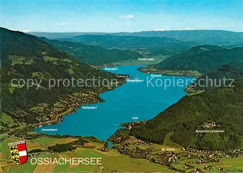 AK / Ansichtskarte Ossiachersee und umliegende Orte Burgruine Landskron Fliegeraufnahme Ossiachersee