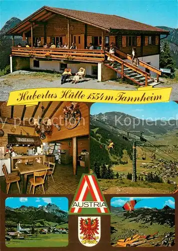 AK / Ansichtskarte Tannheim_Tirol Hubertus Huette Sessellift Neunerkoepfle Drachenfliegen Landschaftspanorama Tannheimer Tal Tannheim Tirol