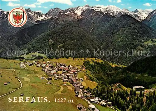 AK / Ansichtskarte Serfaus_Tirol Panorama Komperdellgebiet Glockturmgebirge Fliegeraufnahme Serfaus Tirol