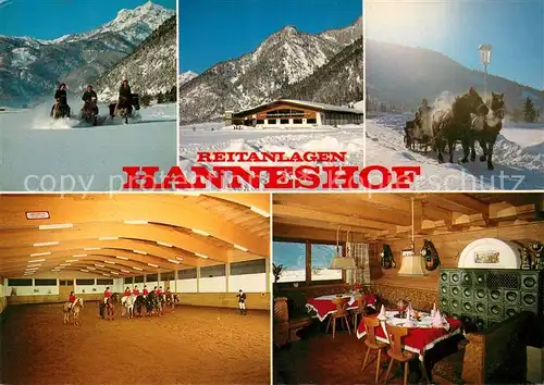 AK / Ansichtskarte Erpfendorf Reitanlagen Hanneshof Reithalle Pferdeschlitten Winterpanorama Erpfendorf