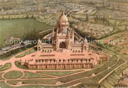 AK / Ansichtskarte Lisieux Basilique vue aerienne Basilika Kuenstlerkarte Lisieux