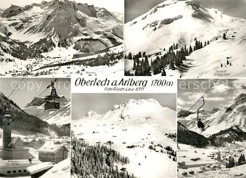 AK / Ansichtskarte Oberlech_Lech_Vorarlberg Winterlandschaften Seilbahn Oberlech Sessellift Kriegerhorn Oberlech_Lech_Vorarlberg