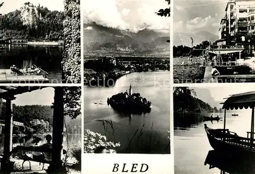 AK / Ansichtskarte Bled Strand Bootsanlegestelle Fliegeraufnahme Insel Bled
