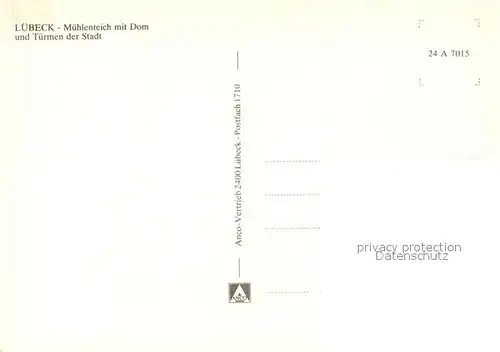 AK / Ansichtskarte Luebeck Muehlenteich Dom Tuerme der Stadt Luebeck
