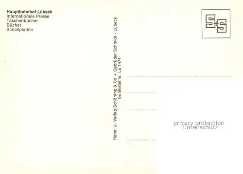 AK / Ansichtskarte Luebeck Hauptbahnhof Luebeck