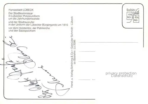AK / Ansichtskarte Luebeck Stadtkommissar Luebecker Polizeiuniform Stadtausrufer Luebecker Buergergarde Luebeck