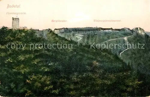 AK / Ansichtskarte Bodetal_Harz Homburgwarte Bergtheater Walpurgisrestaurant Bodetal Harz