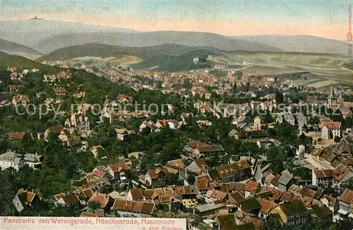 AK / Ansichtskarte Wernigerode_Harz Panorama mit Noeschenrode Hassenrode und Brocken Wernigerode Harz