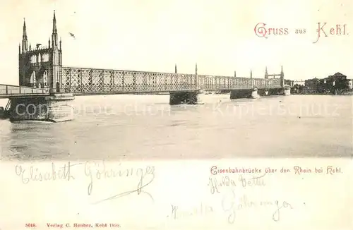 AK / Ansichtskarte Kehl_Rhein Eisenbahnbruecke ueber den Rhein Kehl_Rhein
