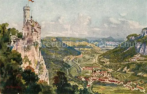 AK / Ansichtskarte Lichtenstein_Wuerttemberg Schloss Lichtenstein mit Honauertal Lichtenstein_Wuerttemberg