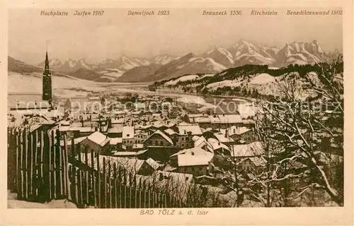 AK / Ansichtskarte Bad_Toelz Panorama mit Juifen Demeljoch Brauneck Kirchstein und Benediktenwand Bad_Toelz