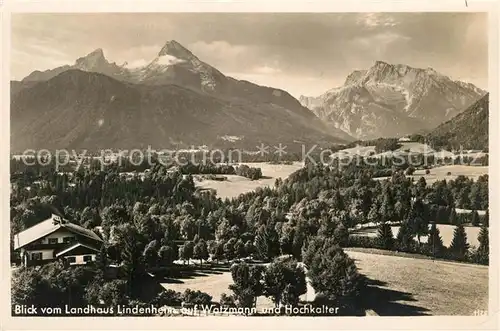 AK / Ansichtskarte Berchtesgaden Blick vom Landhaus Lindenheim auf Watzmann und Hochkalter Berchtesgaden