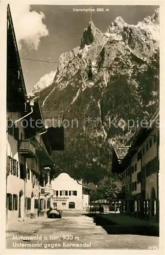AK / Ansichtskarte Mittenwald_Bayern Untermarkt mit Karwendel Mittenwald Bayern