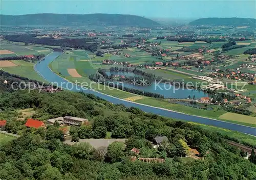 AK / Ansichtskarte Vlotho Fliegeraufnahme Amthausberg mit Burg und Jugendhof Weser Uffeln  Vlotho